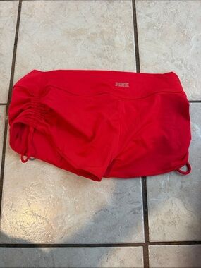 PINK Victoria's Secret Bright Red Side-Ruched Swim Shorts